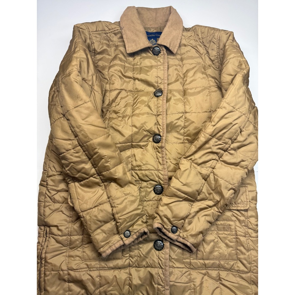 Charter Club Tan Quilted Barn Jacket Plaid Lined Faux Suede Collar Small